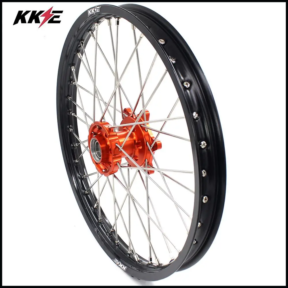KKE 1,6*21 со спицами переднего колеса обода для KTM SX SX-F XC XC-W EXC EXC-F EXC-W 125-530 2003- оранжевый концентратор черная оправа
