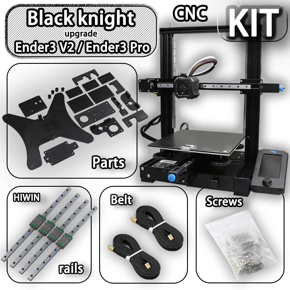 Набор для модернизации 3D принтера Black Knight Ender 3 v2/Ender Pro включает в себя комплекты и