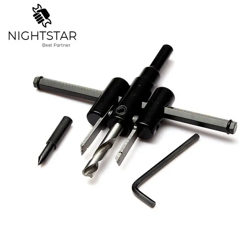 

Krachtige Adjustable Wood Drywall Circle Hole Drill Cutter Bit Saw Use 30-120mm Circle Hole Saw Cutter Drill /Alloy blade