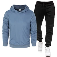 sets tracksuit men autumn winter hooded sweatshirt drawstring outfit sportswear 2020 male suit pullover two piece set casual