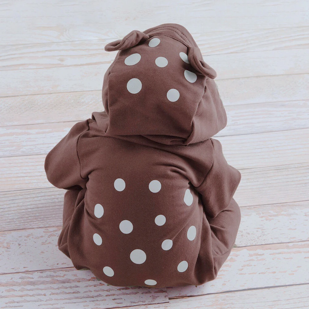 JOCESTYLE Cute Bear Shaped Long Sleeve Rompers Baby Kids Girls Boys Hoodies Jumpsuit Autumn Winter Cotton Hooded Bodysuit