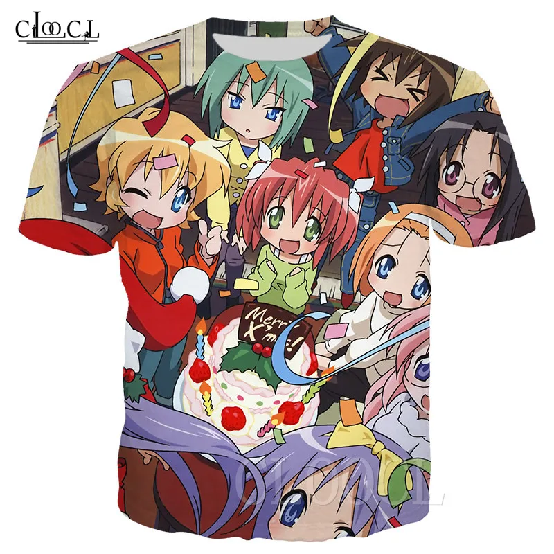 Lucky Star японская аниме футболка мужская женская мультяшная Loli оверсайз спортивные