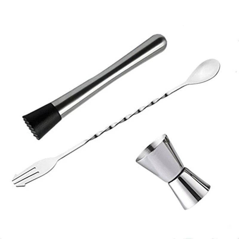 

Stainless Steel Cocktail Muddler, Mixing Spoon, Jigger Set, Bar Tool set for Bar Party Wine Cocktail Drink Shaker
