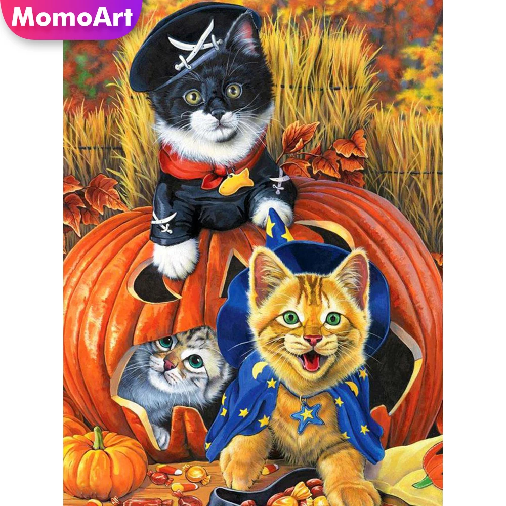 MomoArt Алмазная мозаика кот животное картина Стразы Вышивка Тыква вышивка 5D Сделай