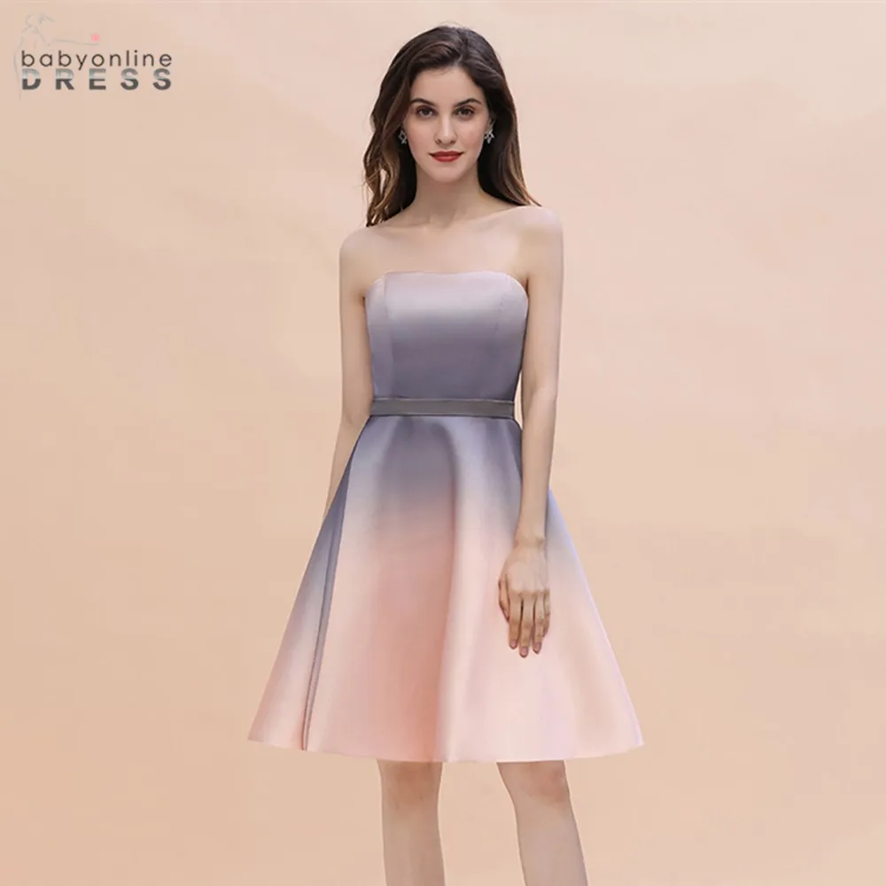 

Pink Blue Satin Mini Cocktail Dresses Sleeveless A Line Party Dresses Above Knee Backless Dress Women коктель vestidos coctel