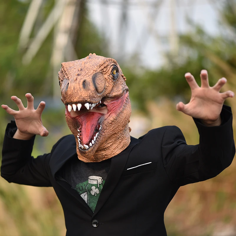 

Halloween Full Face Mask Dinosaur Mask Latex Horror Headcover Performance Costume Props Head Covers For Cosplay Party Mask