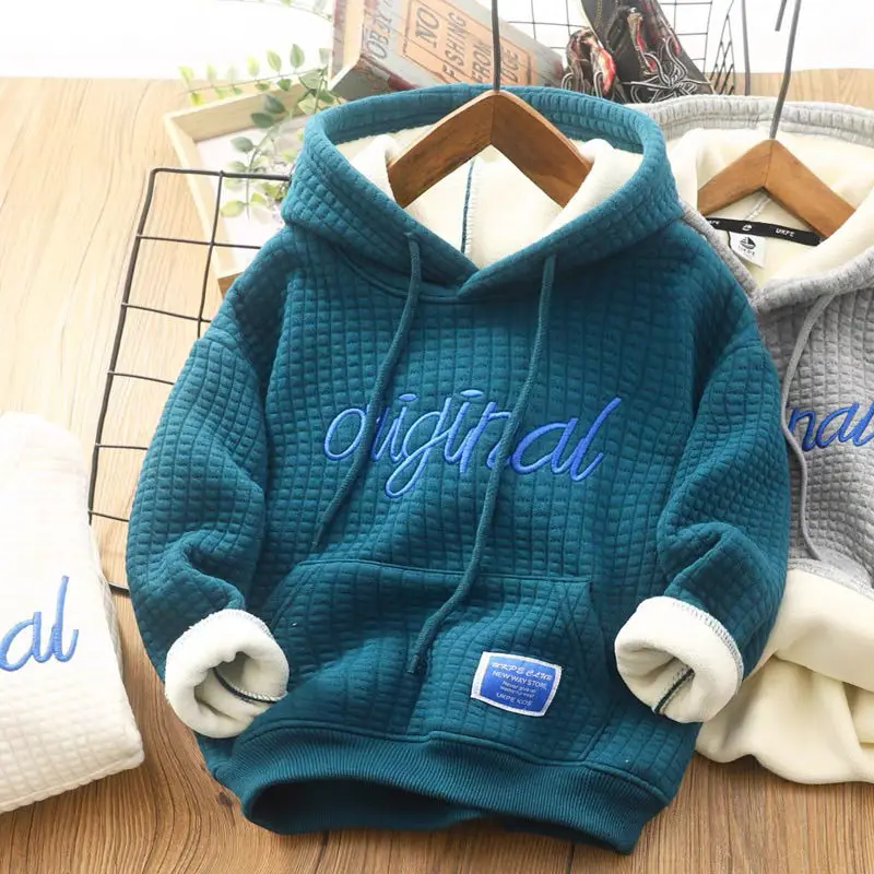 

Winter Autumn Young Children Boys Hooded Sweatshirts Clothes For Kids Plus Pullovers Tops Teen Boys Clothes 4 5 6 7 8 9 10 12Y