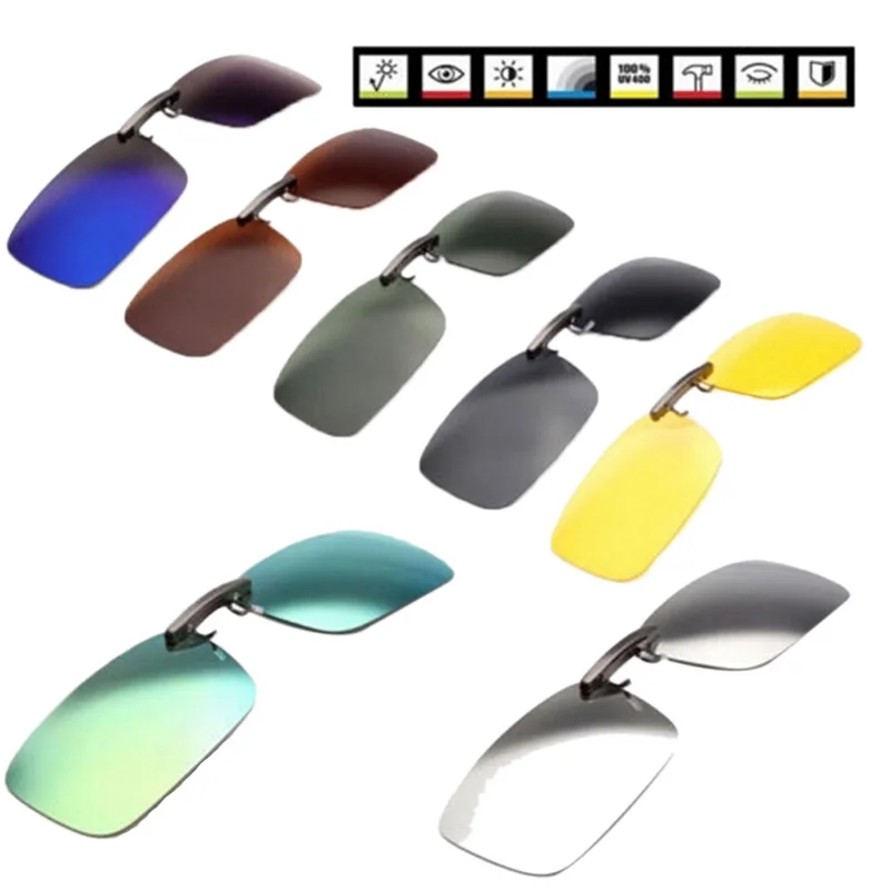 

1pc Unisex Polarized Clip On Driving Glasses Sunglasses Day Vision UV400 Lens Driving Night Vision Riding Sunglasses Clip
