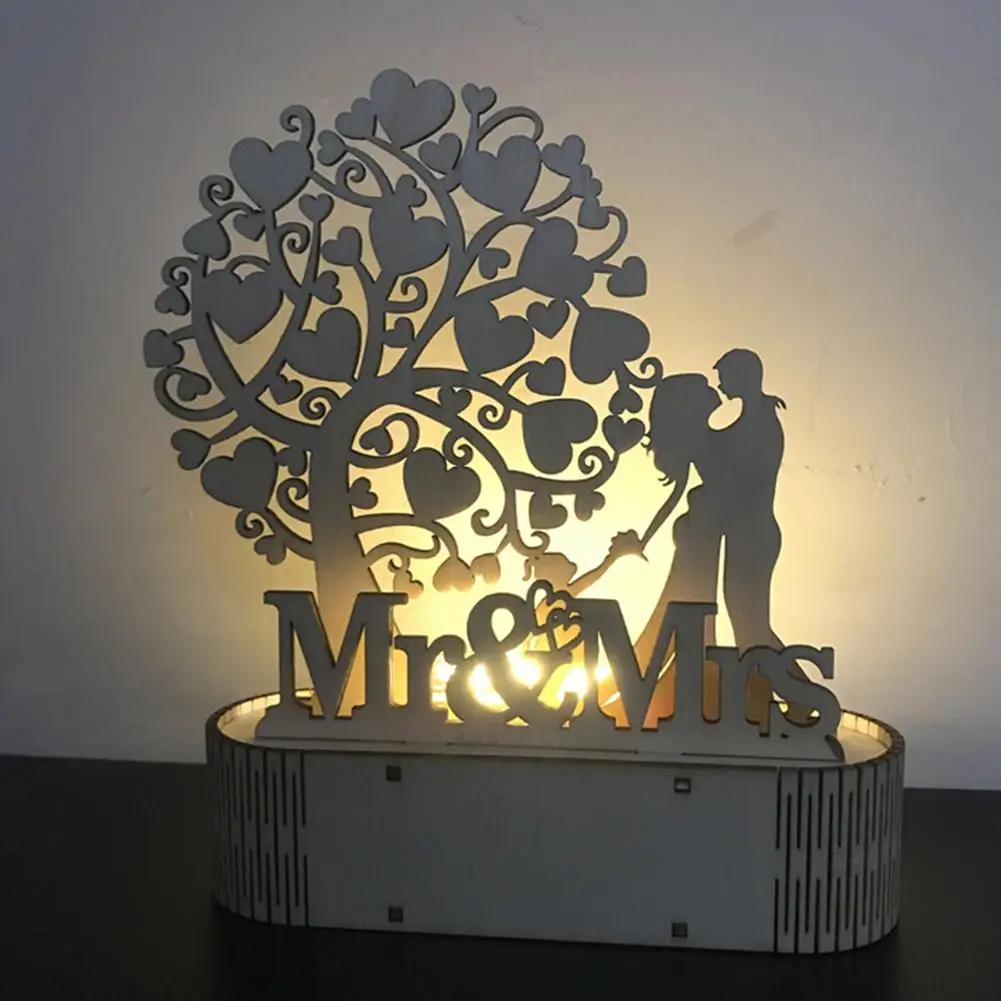 

LED Wooden DIY Night Light Wedding Party Healthy Decoration Soft Lamp Warm White