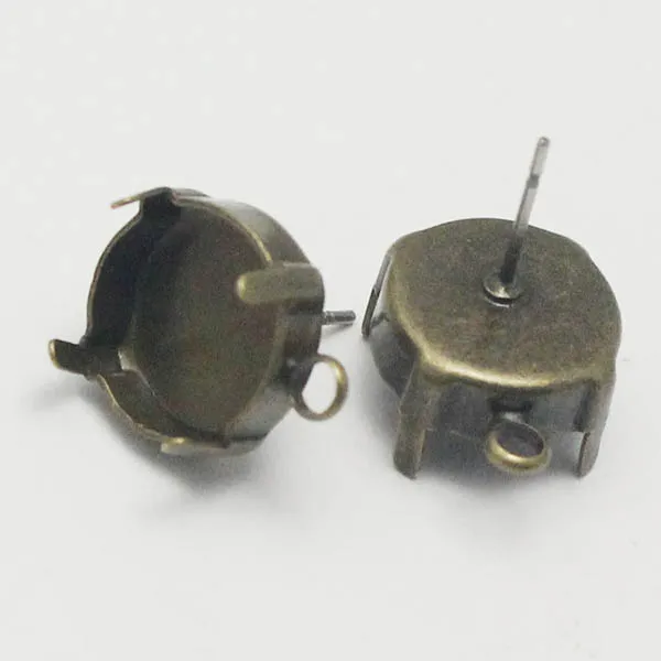 Пустая круглая глубокая стена 4 зубца шпильки Безель чашки с петлей серьги