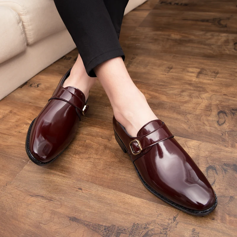 Men leather Casual Shoes mens pointed toe dress shoes high quality formal slip on Flats sandals man black brown Party Lofers | Обувь