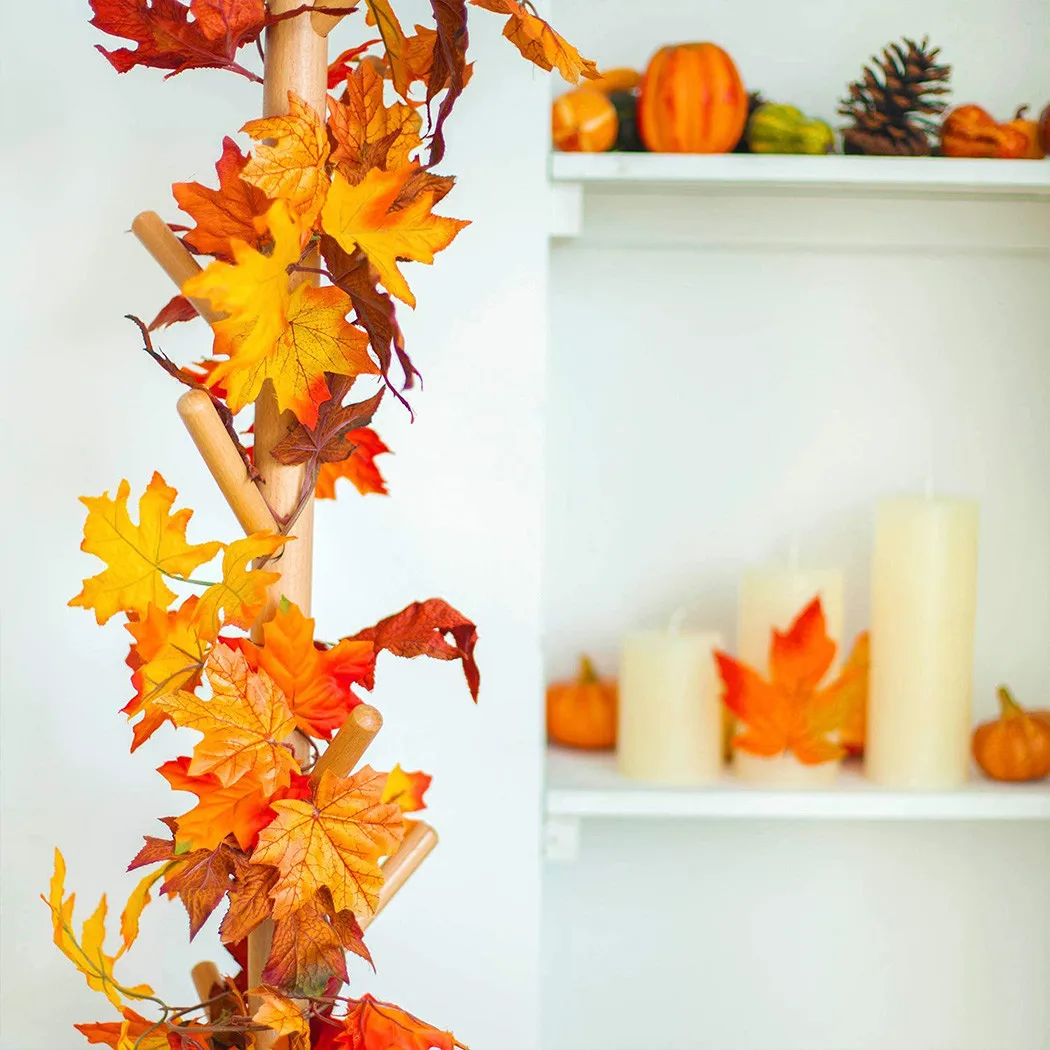 

170cm Simulation Maple Leaf Rattan Christmas Party Autumn Decoration Hanging Maple Leaf Garland Shop Room Wall Decoration