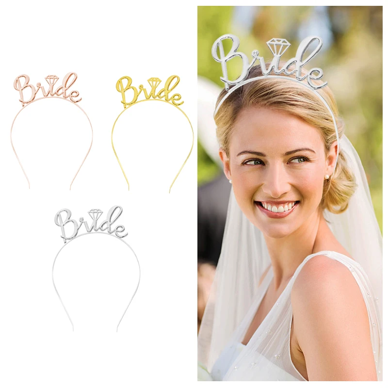 

Crown Headband Bridal Shower Bridesmaid Gift Tiara Gold Bachelorette Hen Party Bride Couple Wedding Party Favor Cake Gift Decor