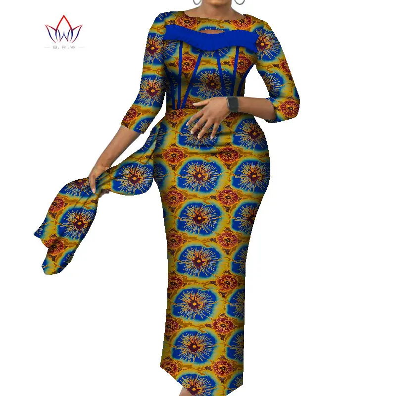 African Traditional Dresses For ladies Plus Size African Bazine For Women Half Sleeve Dashiki 5xl Ankle Length Dress None WY8185