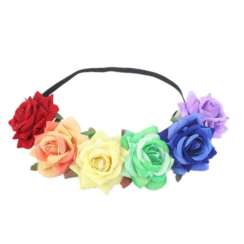 

Новинка, изысканный праздничный ободок для невесты, повязка на голову с цветами радуги, венок с розами для свадьбы