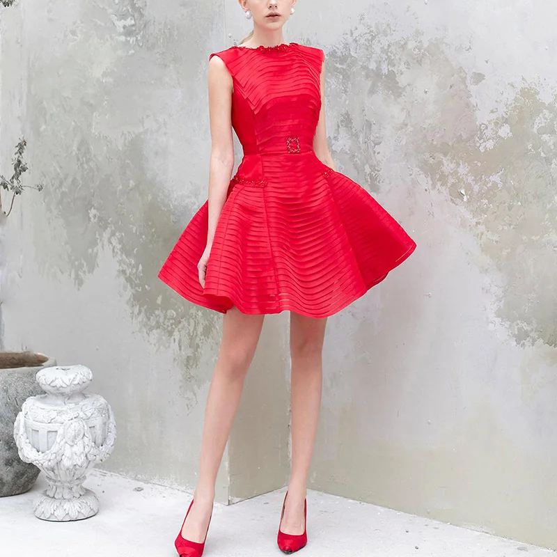 

New type 2021 sleeveless A-line waist design engagement dress can be worn at ordinary times