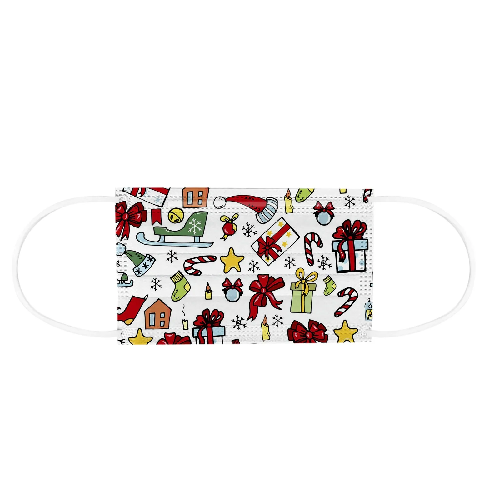 

100PCS Adult Christmas Face Mask Fabric Facial Mask For Reusable Santa Earloop Mouth Caps Protection Washable Mouth B14