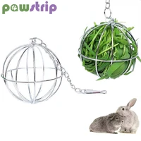 stainless steel pet rabbits toys round sphere feed dispense exercise hanging hay ball for guinea pig hamster rabbit pet toy