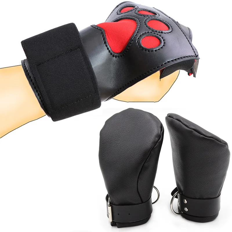 Erotico из искусственной кожи щенок перчатки БДСМ ладони гей ползет лапы