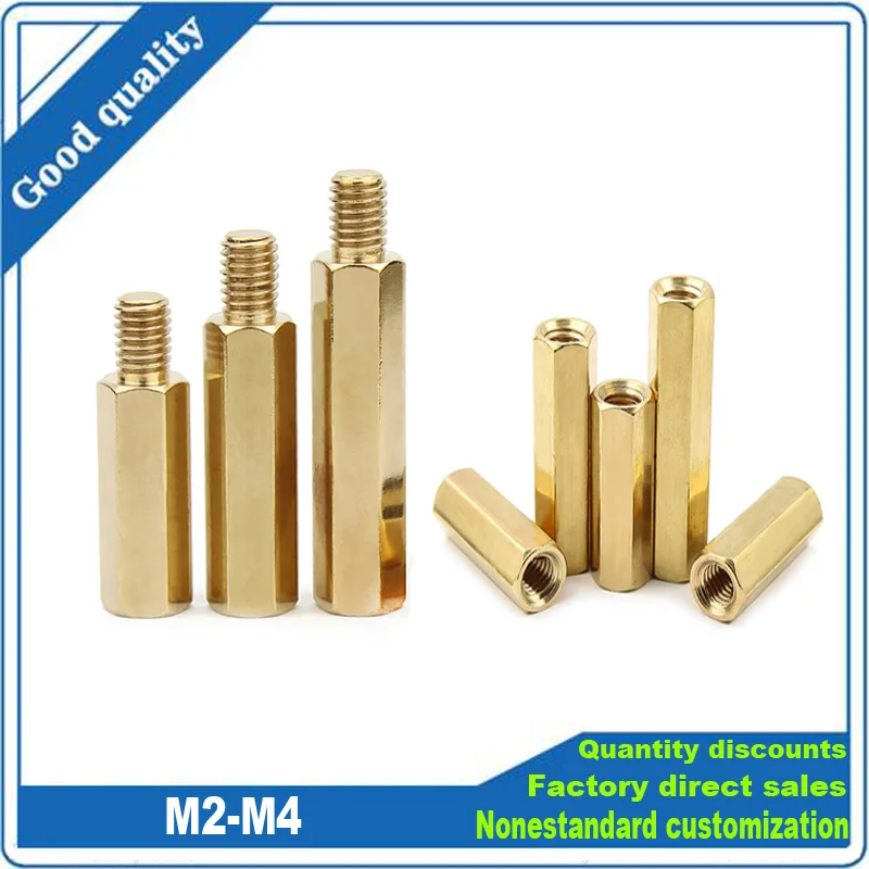 

10/50pc M2 M2.5 M3 M4 Solid Brass Copper Hex Standoff Hexagon Pillar M-F F-F Male-Female Female Spacer for PCB Board Motherboard