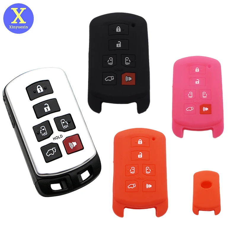 

Xinyuexin 6 Buttons Remote Silicone Car Key Cover Case Set Shell Key Holder Skin Protector for Toyota Sienna 2011-2015 Keys Fob