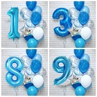 Воздушные шары для дня рождения мальчика, 12 шт.лот, 40-дюймовые голубые цифры, шар для 33-го дня рождения, украшение для детского дня рождения, 913 лет