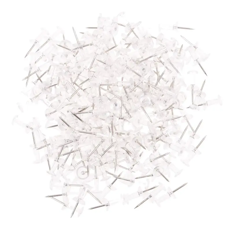 200 x Clear Push Pins Transparent Plastic