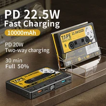 Remax PD18W+QC 22.5W Two-way Fast Charge Portable Mobile Battery Retro 10000mAh Mobile Power Bank RPP-158