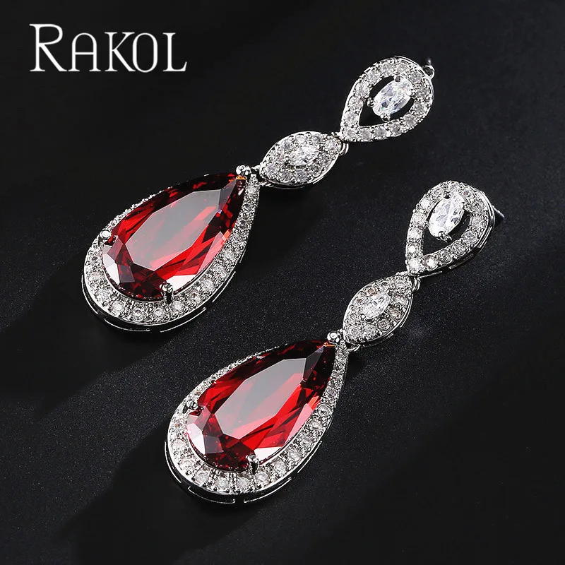 RAKOL Классические Подвески в форме капелек из Кубического циркония длинные