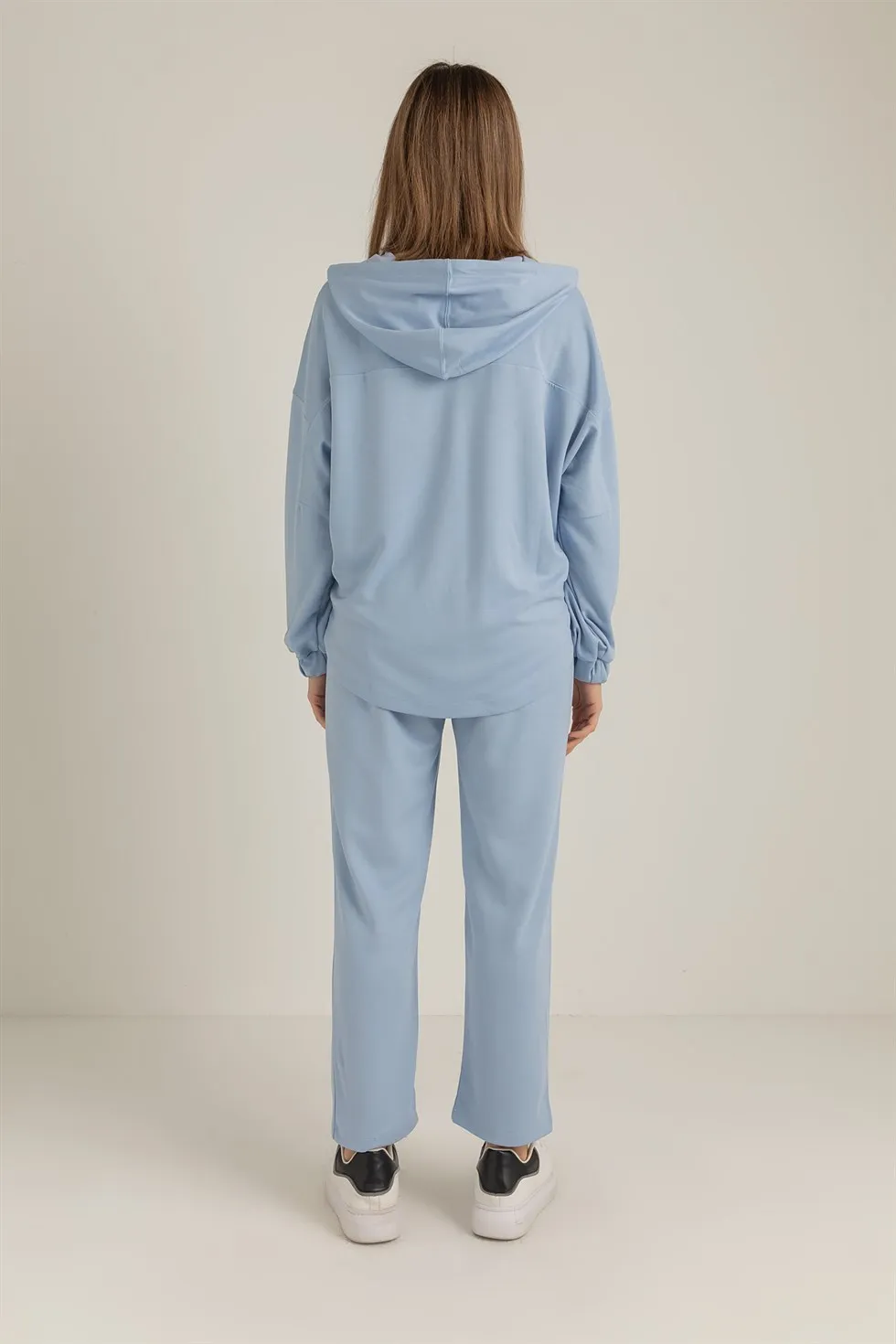 

Neckline Zipper Tracksuit Suit-BLUE
