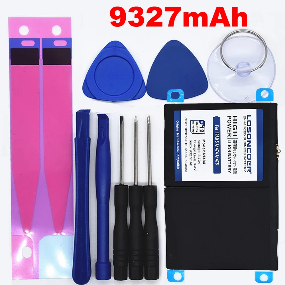 LOSONCOER 9327 мАч A1484 батарея для iPad 5 Air iPad5 A1474 A1475 A1484 Замена батареи инструменты+ наклейка