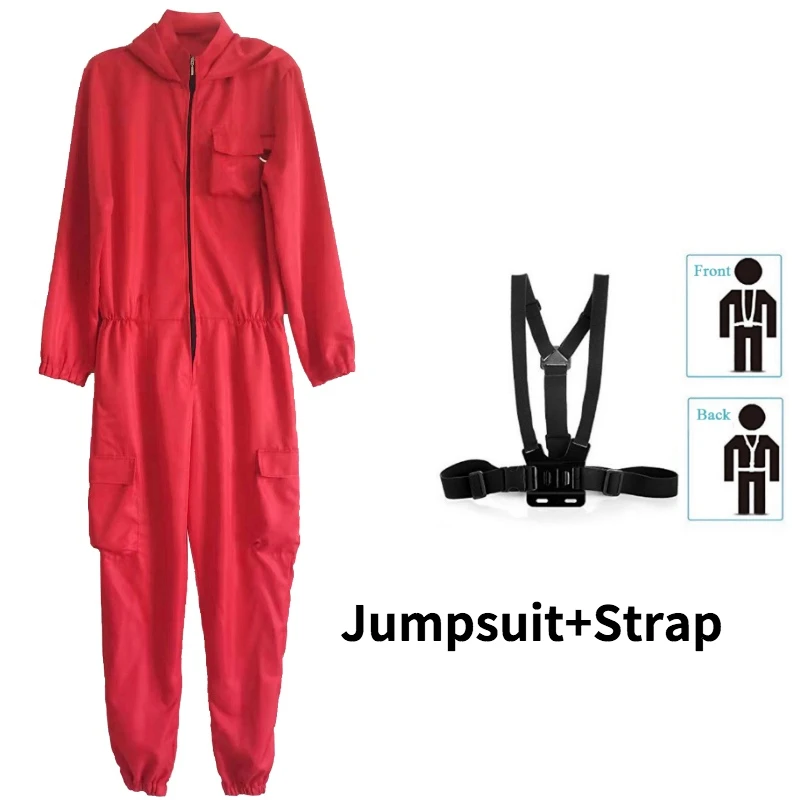 

Squid Game Villain Npcs Cosplay Costume for Women Men Loose Zipper Jumpsuits Strap Halloween Party Round Six Costumes Accessory