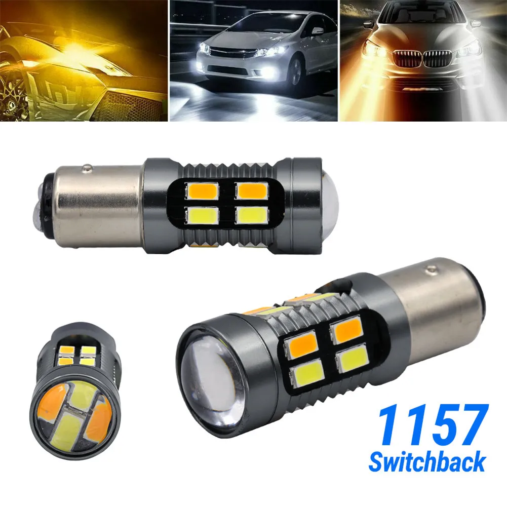 

2pcs Dual Color 1157 LED White/Amber DRL Switchback Turn Signal Parking Light Bulb Led Tail Light 5630 20SMD Steering Brake Ligh