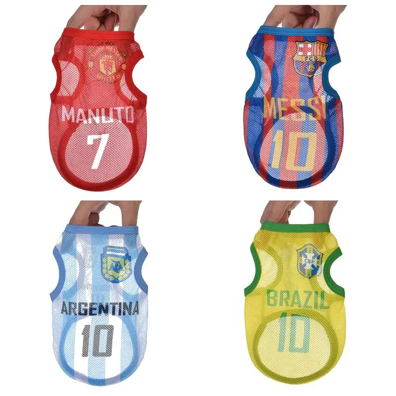 Летняя одежда для собак Dog футболки спортивные футбольных команд Jersy тонкая