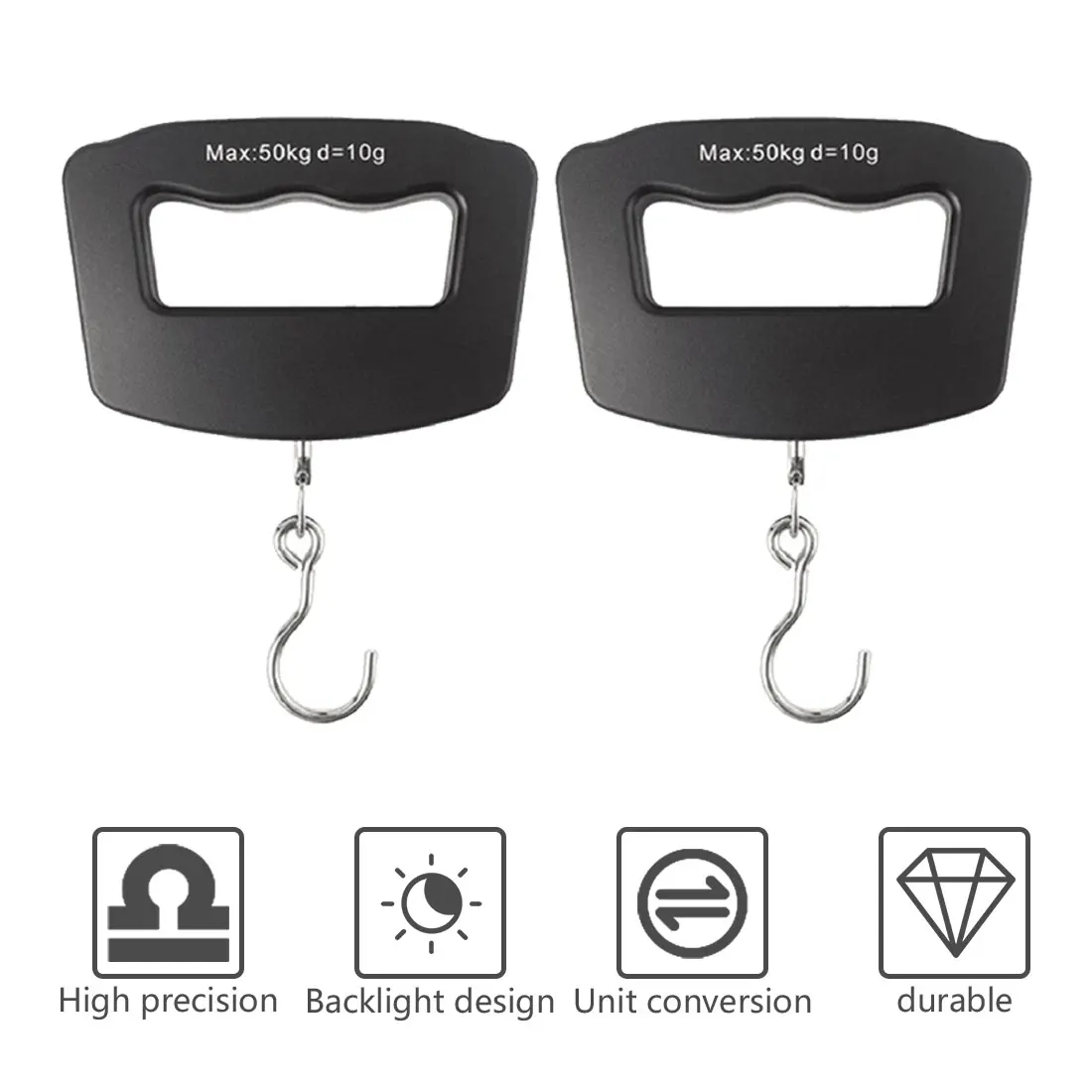 

Portable Mini Digital Hand Held 50Kg 10g Fish Hook Hanging Scale Electronic Weighting Luggage Scale LED Display Balance