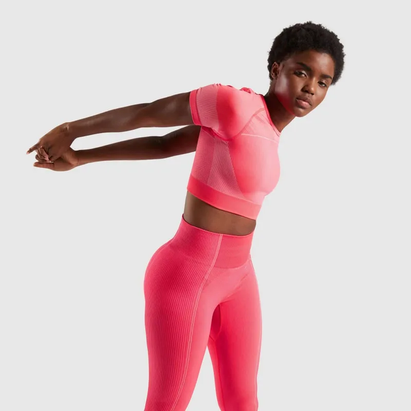 

2pcs ultra seamless yoga set for women workout gym crop top high waist seamless leggings fitness gym clothing sports suit