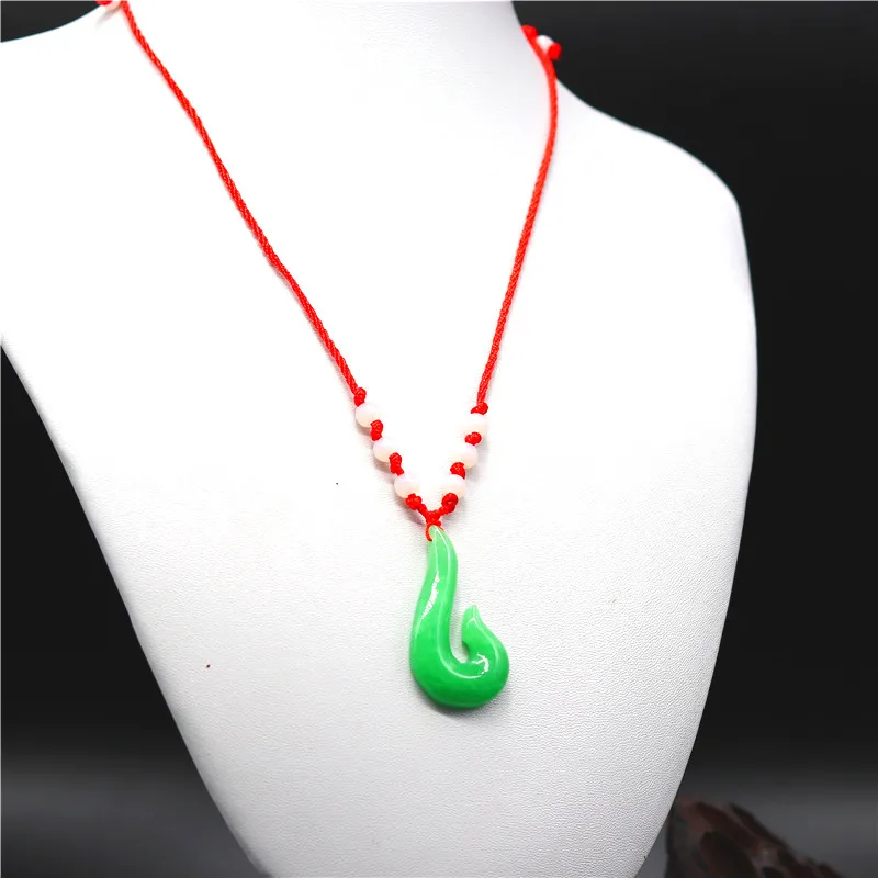 Новинка натуральный зеленый изумруд нефритовый Рыбный крючок резной кулон