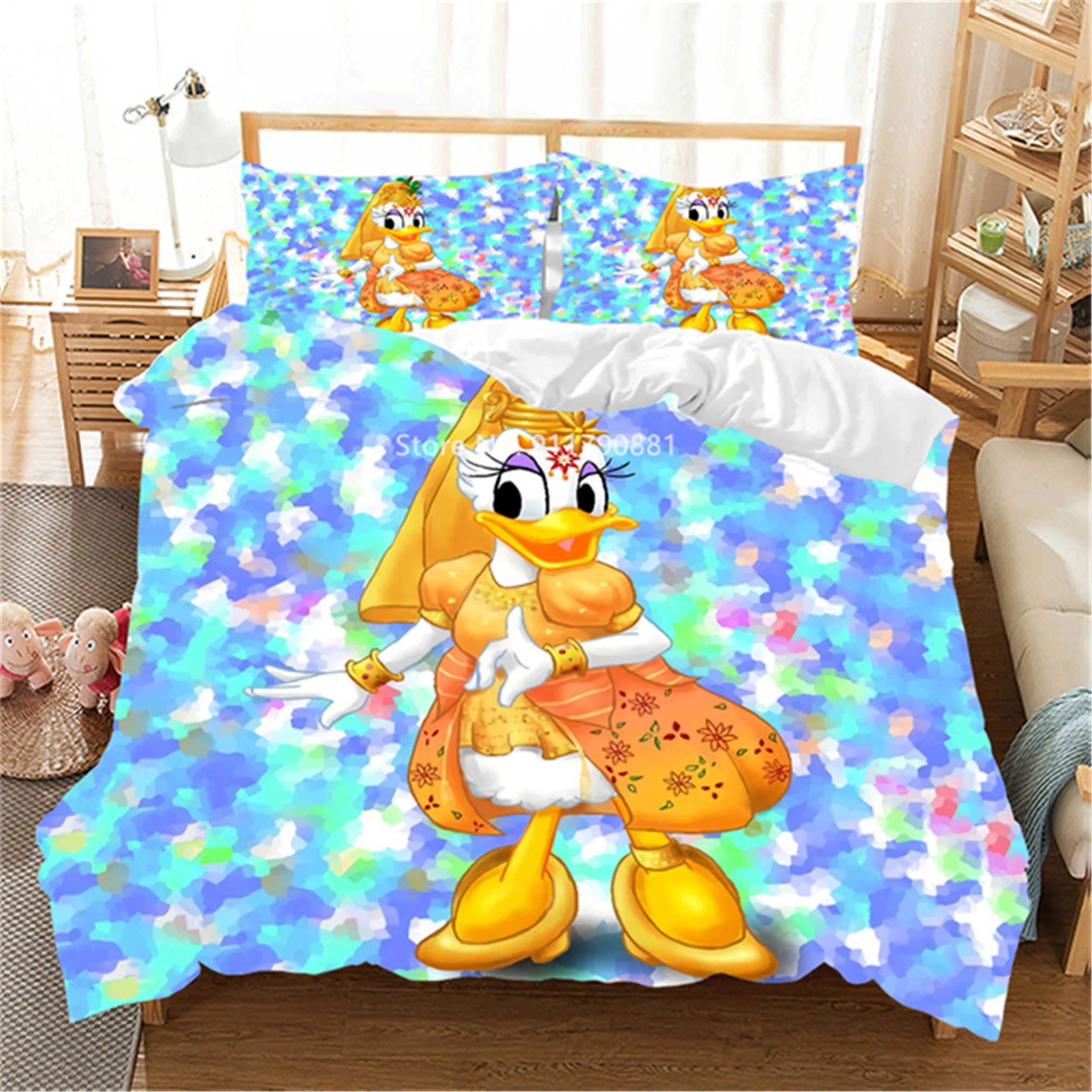 

Disney Cartoon Donald Duck Daisy Bedding Set Children Girls Down Quilt Cover Pillowcase Lovely Bedroom Decor Home Textile