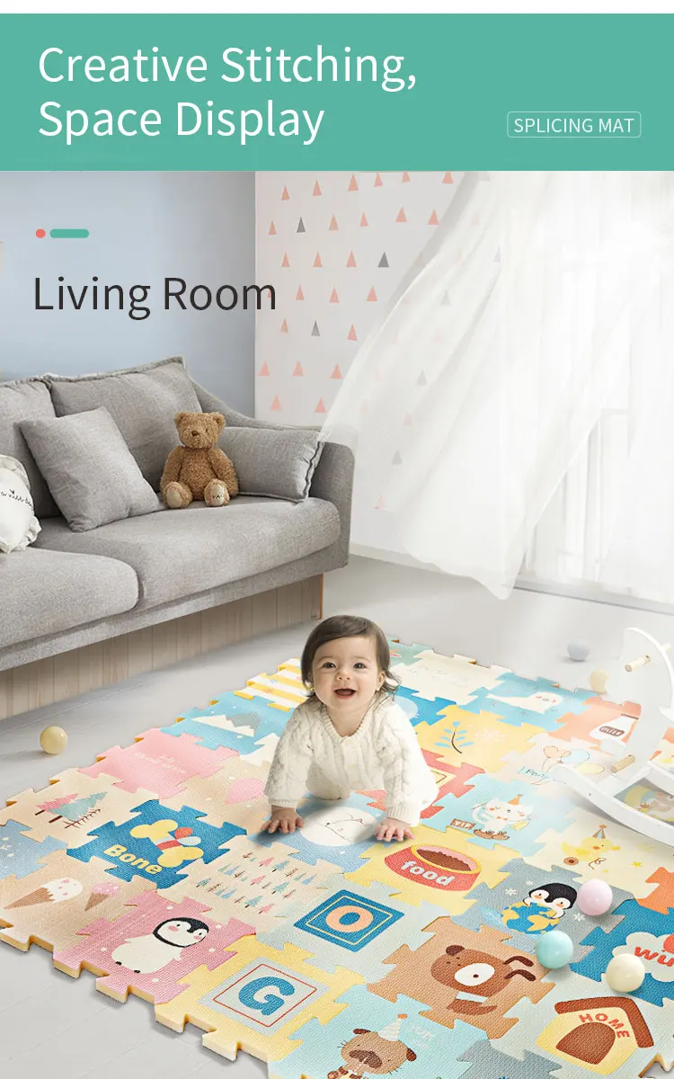 BabyGo 9 шт. детские головоломки игровой коврик XPE пены водонепроницаемый 82*82*2 см утолщенный детский ползающий коврик для гостиной активности напольный коврик