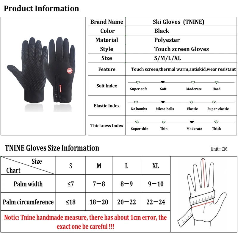 Мужские и женские зимние перчатки флисовые ветрозащитные непромокаемые с