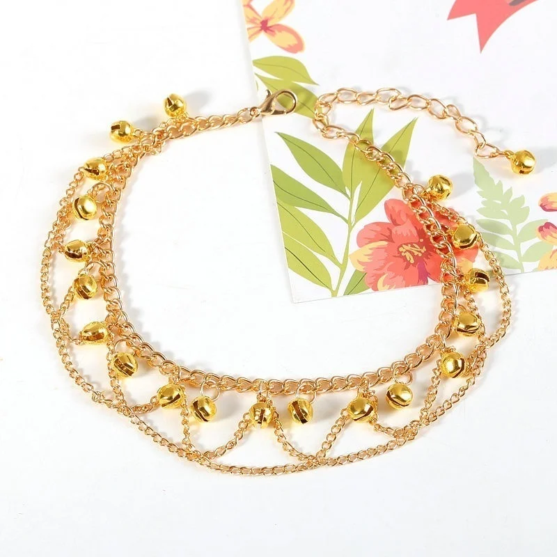 Золотая металлическая цепочка с кисточкой|Анклеты| |