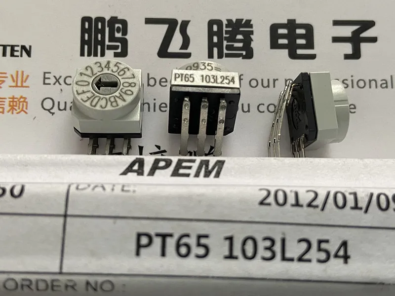 Original new 100% PT65103L254 0-F 16-bit rotary coding DIP switch side adjustment 3: 3 |