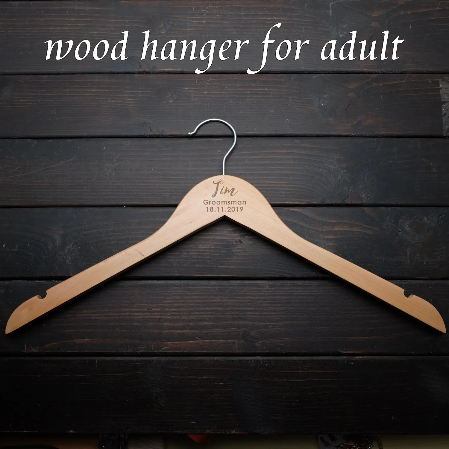 Adult hanger Персонализированные Свадебные вешалки, выгравированные Свадебные вешалки для одежды, вешалки для платья, свадебные вечерние подарки, вешалки для подружки невесты с лазерной резкой - Цвет: Adult hanger