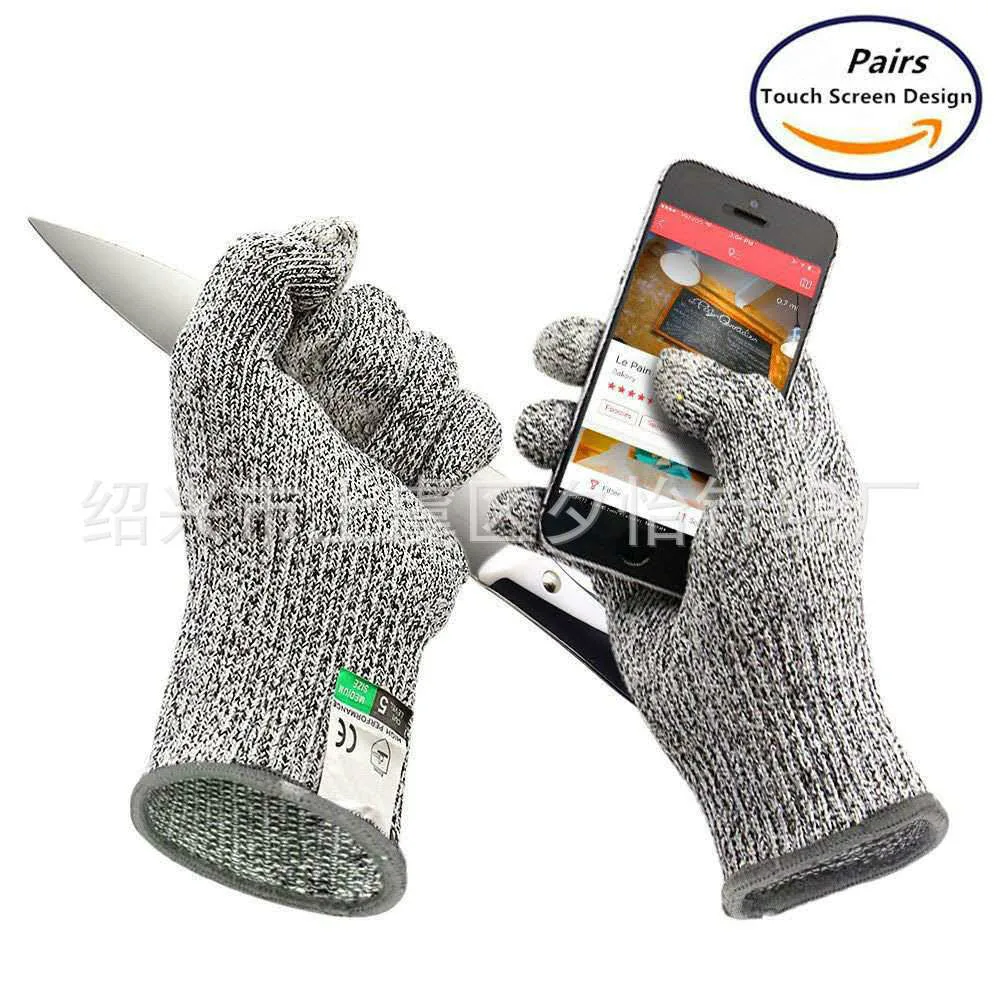 Уровень 5 защитные перчатки HPPE + металлическая проводящая пряжа сенсорный экран