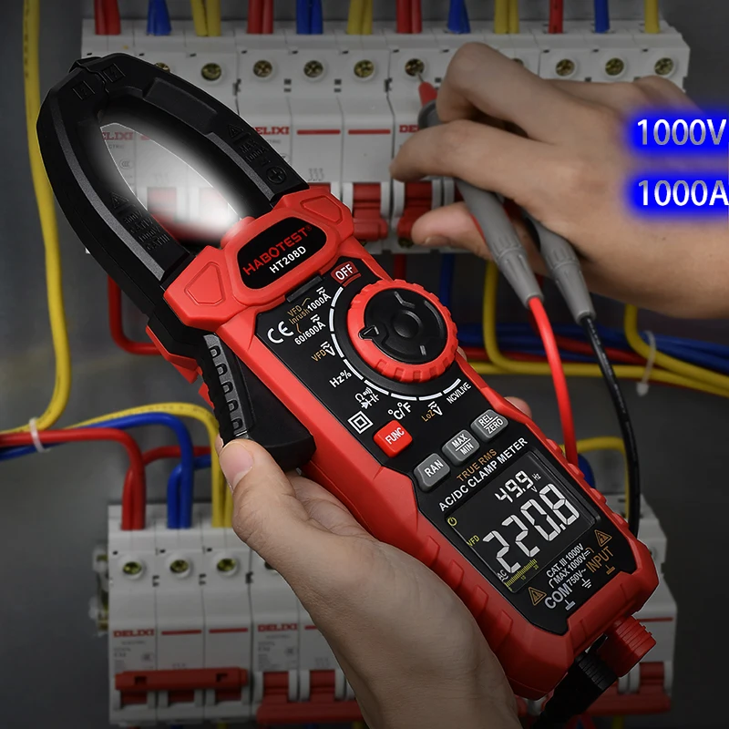 

Clamp Meter Digital multimeter Professional Current Voltage Diode Resistance Continuity Test With Back Light Test Line HABOTEST