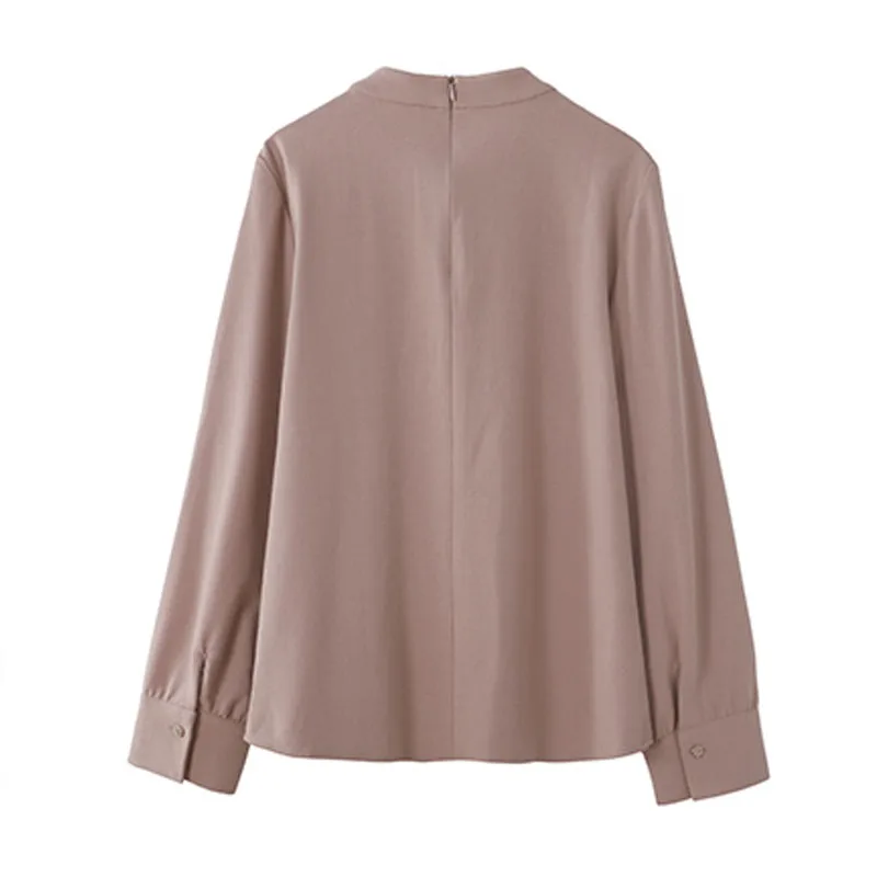 

Fashion Autumn Blouse for Women Tops 2020 Korean Clothing Loose Slim Long-Sleeved Shirt Solid Chiffon Stand Oversized 0816