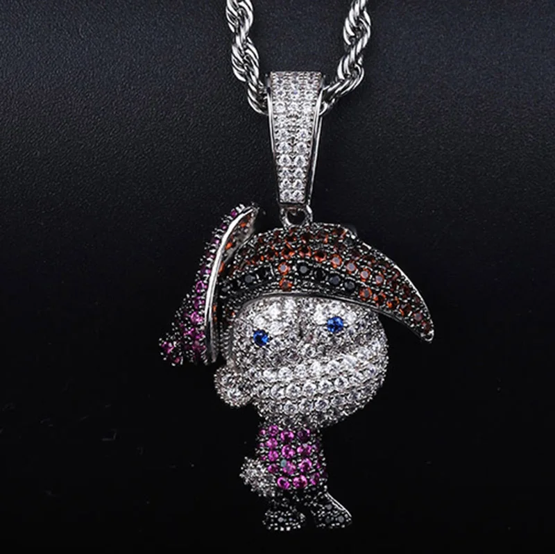 

Ожерелье ICEDOUT с изображением персонажа из мультфильма Тимми, кулон с теннисной цепью, кубический циркон, украшения в стиле хип-хоп