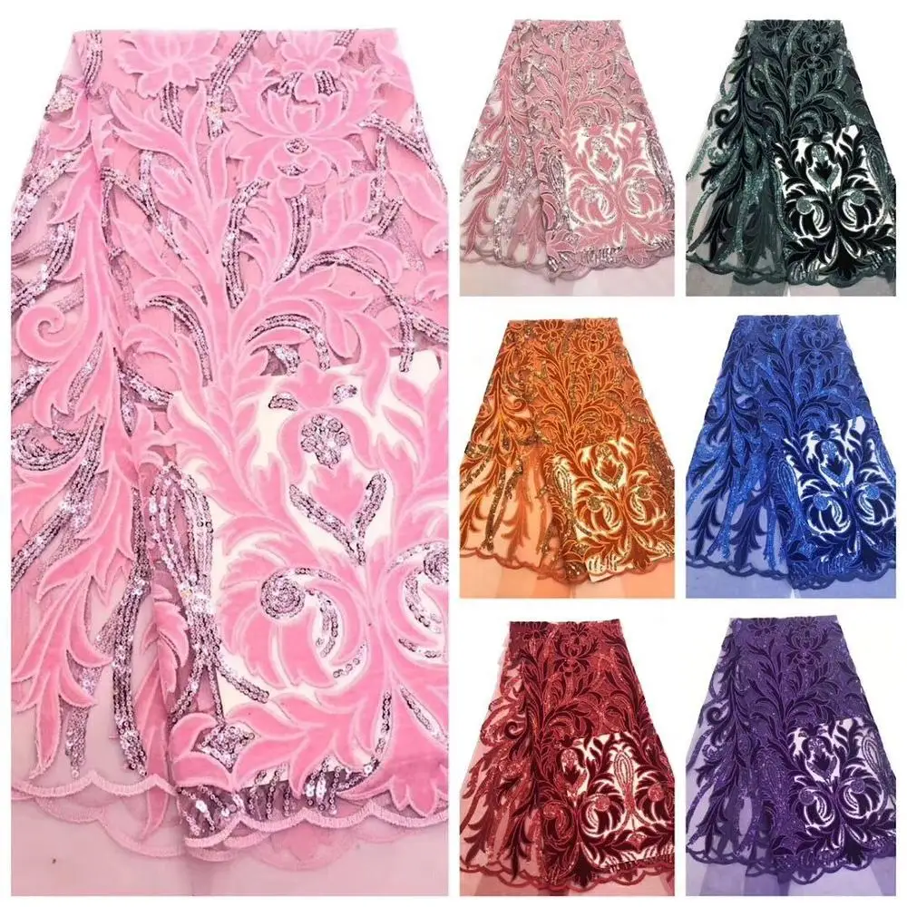 5 ярдов разноцветные с блестками мягкие эластичные африканские бархатные