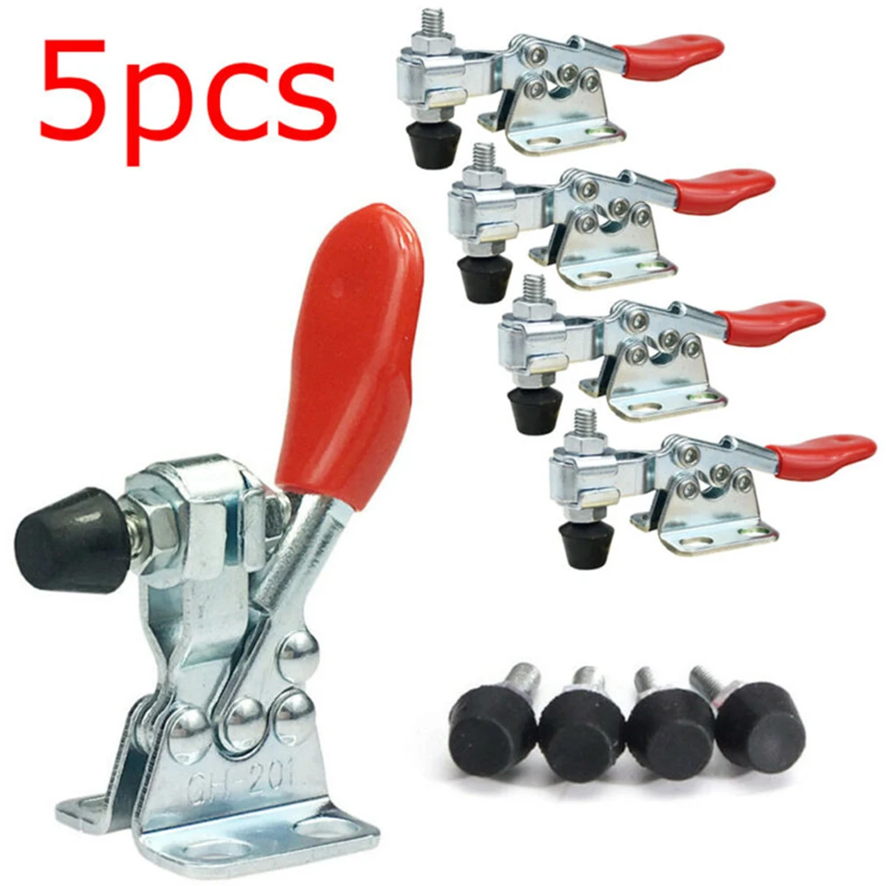 

5Pcs GH-201 27kg Toggle Clamp Quick Release Vertical / Horizontal Type Clamps U Shape Bar Woodworking Hand Tool GH201