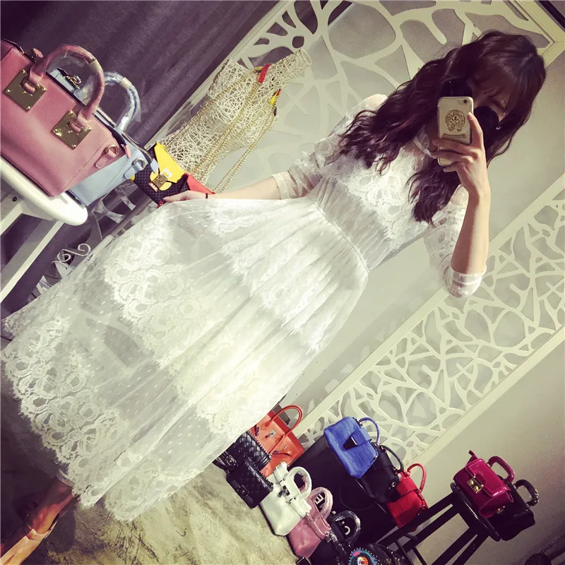 Летнее платье размера плюс сексуальное кружевное для женщин белое длинное